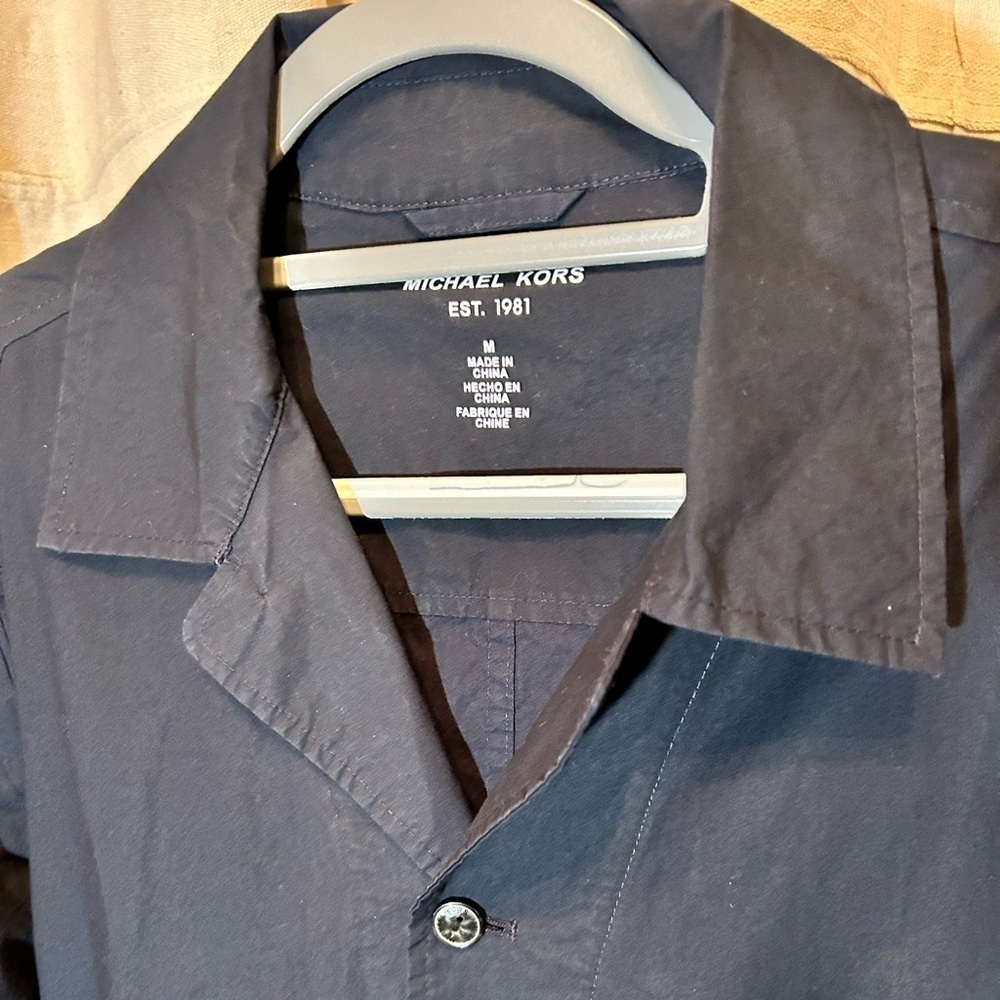 Michael Kors Shirt Jacket Mens Medium Stretch Long Sleeve Black Retail $148 - Picture 7 of 7